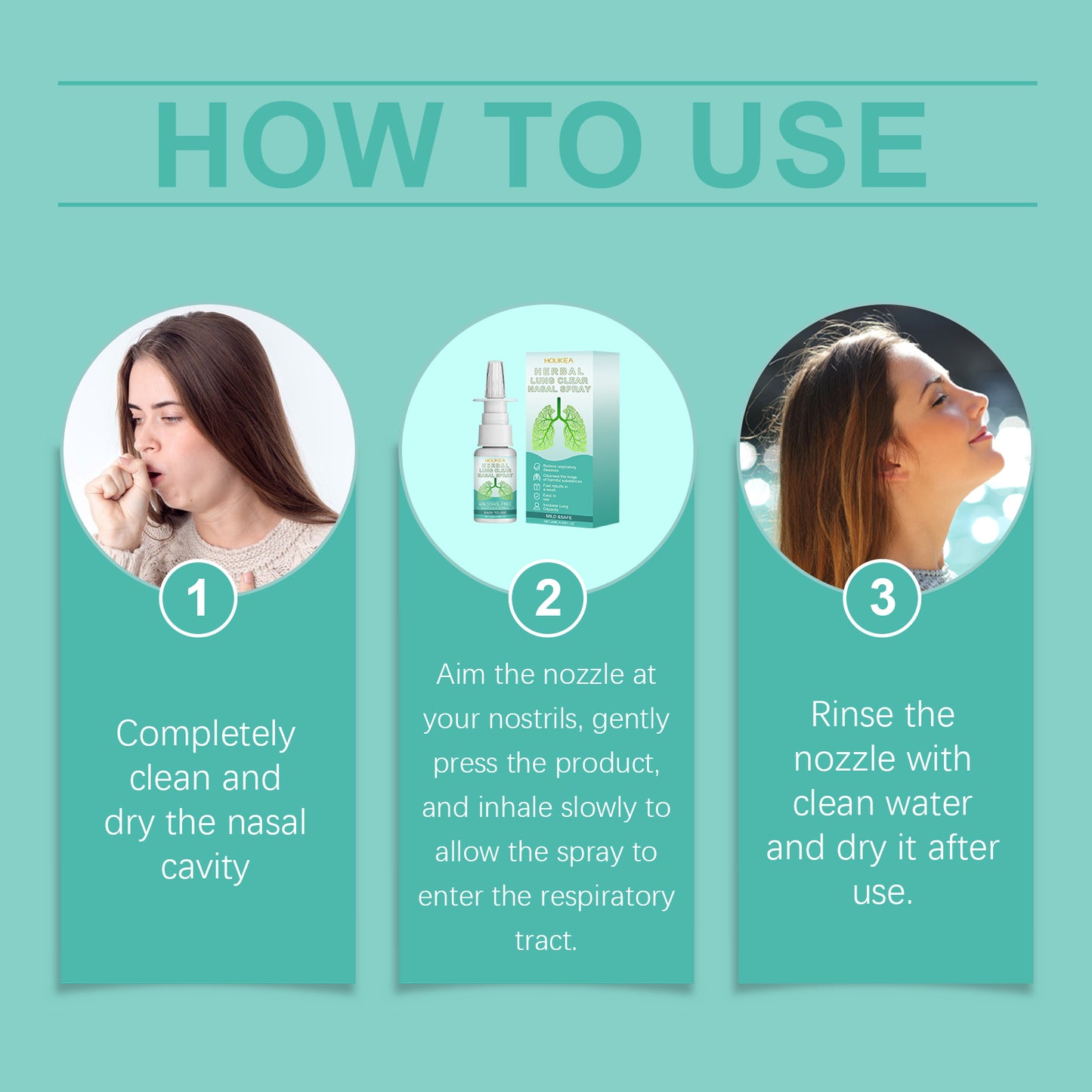 Houkea Herbal Nasal Spray Nose Cleansing Gentle Care Nose Discomfort Daily Refreshing Nasal Spray