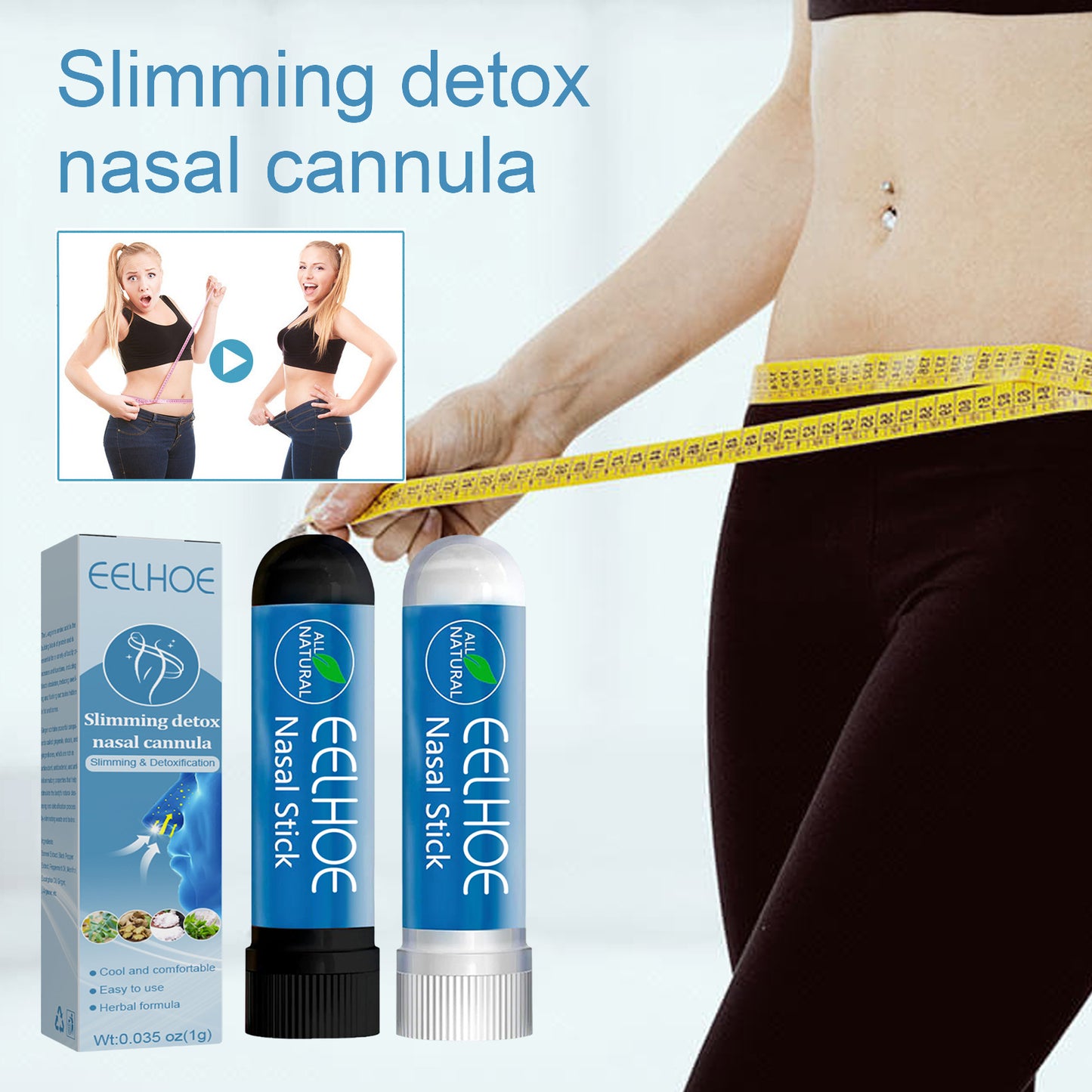 EELHOE Slimming Nasal Tube Body Shaping, Abdominal Tightening, Thigh Muscle Cooling, Lifting Energy, Nose Beauty, Nose Clearing Tube