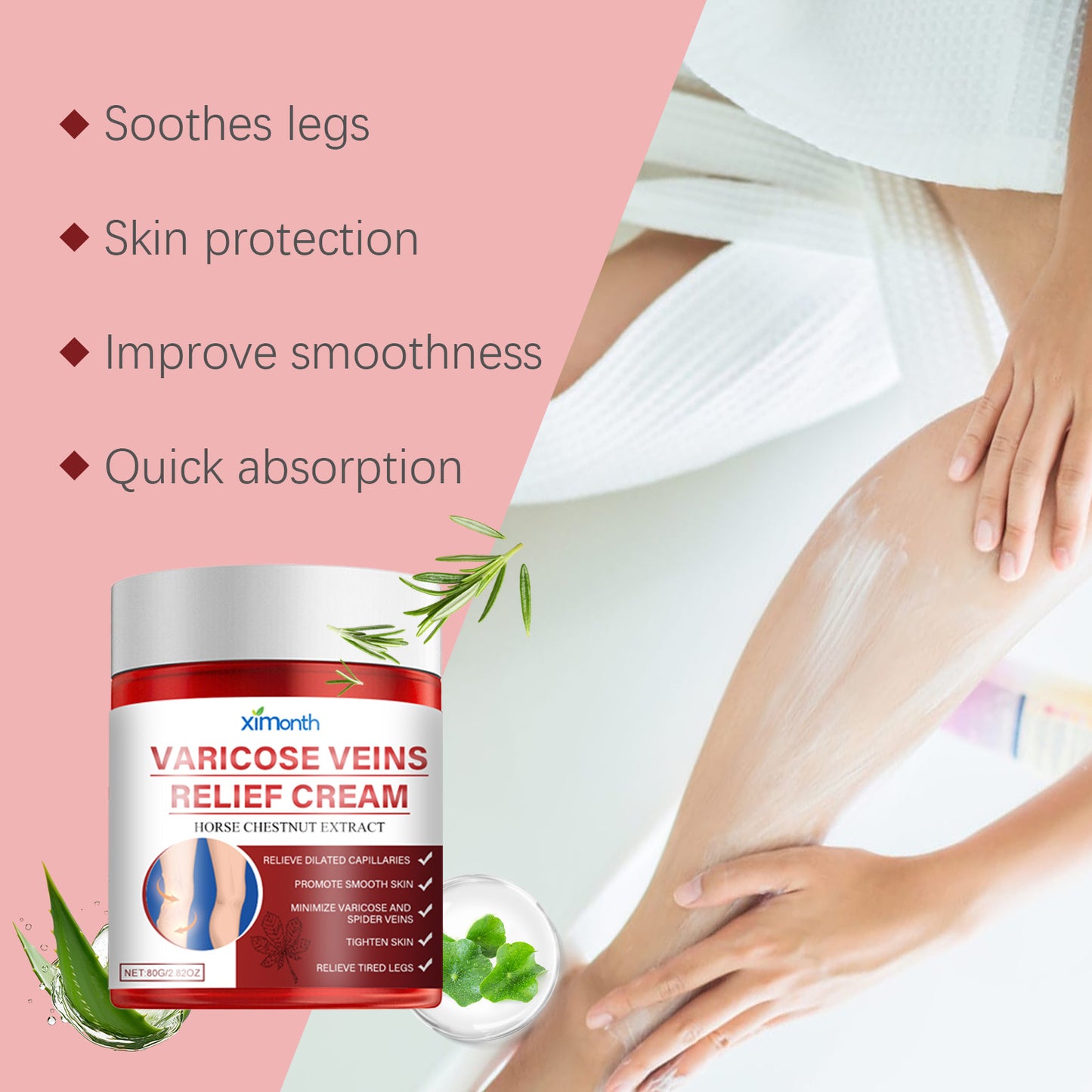 Ximonth Vein Repair Cream Leg Massage Relieve Leg Swelling Earthworm Leg Skin Body Massage Cream