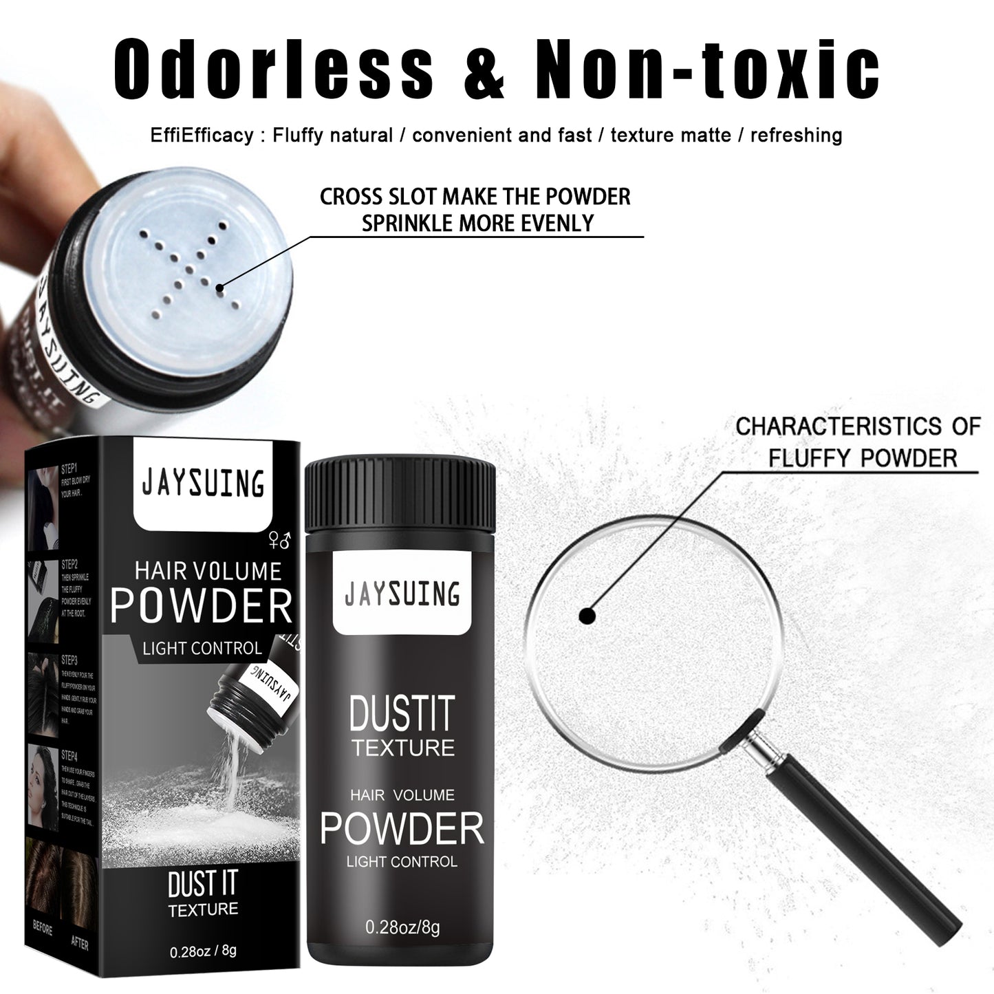 Jaysuing Hair Booster Powder Men's and Women's Hair Styling Care No-Wash Volumizing Refreshing Gentle Volumizing Powder