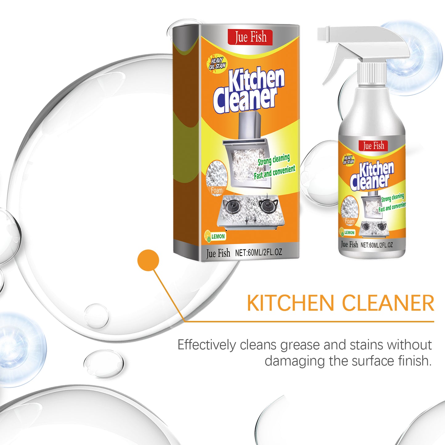 Jue-Fish Kitchen Foam Cleaner Household Kitchen Range Hood Heavy Grease Foam Cleaner Oil Stain Remover