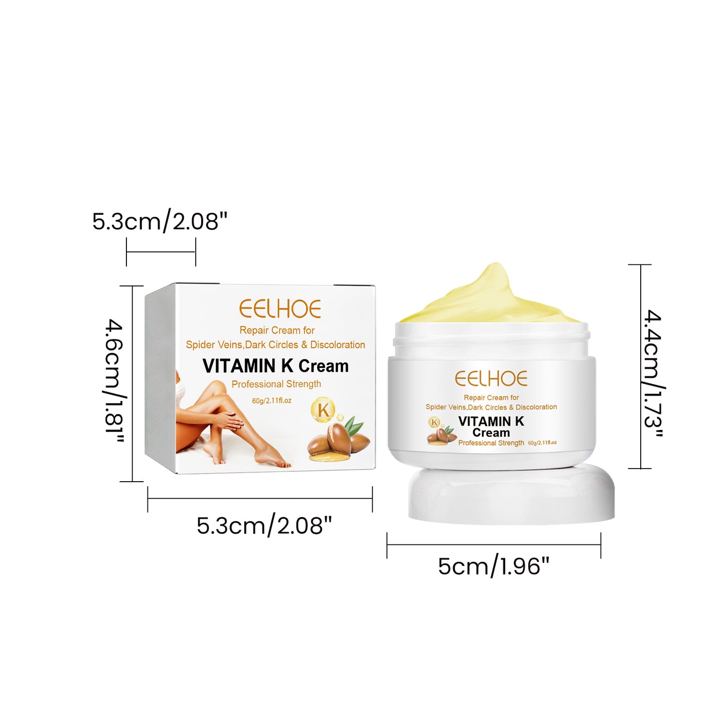 EELHOE Vitamin k Frost Skin Care Relieve Leg Soreness Swelling Earthworm Leg Vein Massage Care Cream