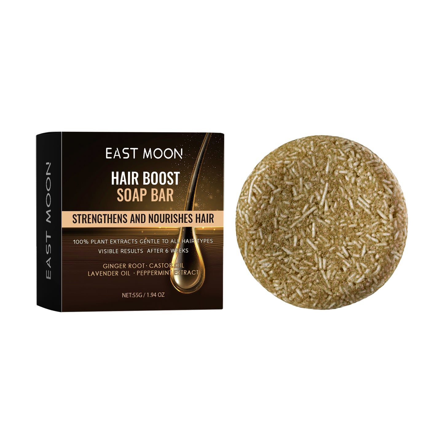 East Moon Black Hair Soap Hair nourishing, moisturizing, cleansing, smoothing hair roots, naturally black and thick hair care shampoo soap