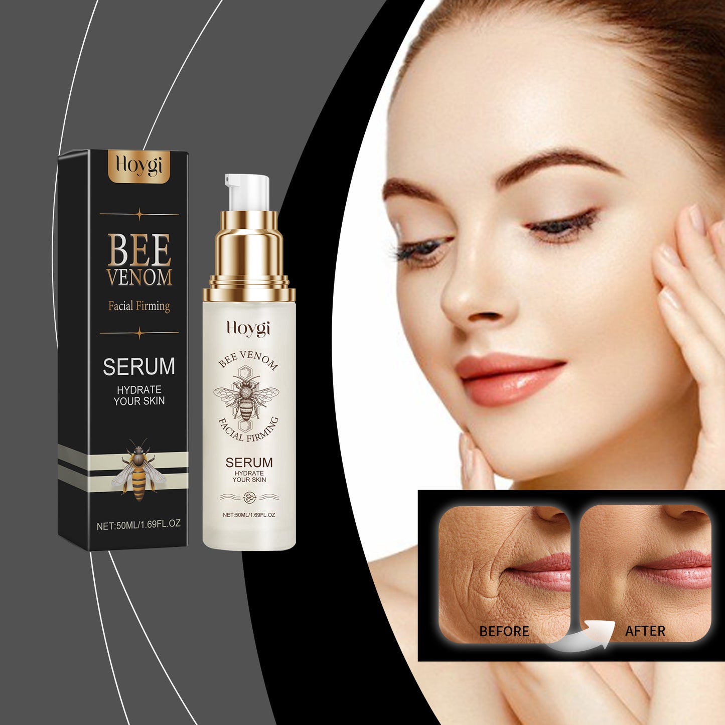 HOYGI Bee Venom Facial Essence Hydrating, moisturizing, refreshing collagen firming skincare essence