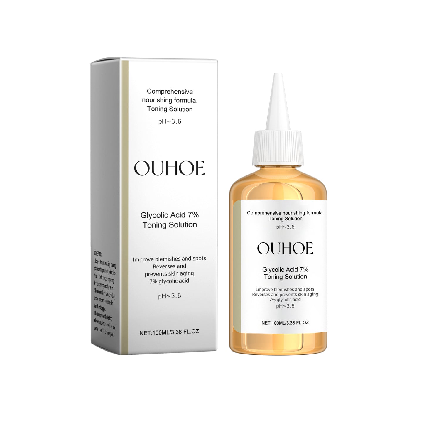 OUHOE Glycolic acid7%Moisturizing Toner，Remove Closed Comedones, Improve Skin Condition, Rejuvenate and Refresh Skin Essence