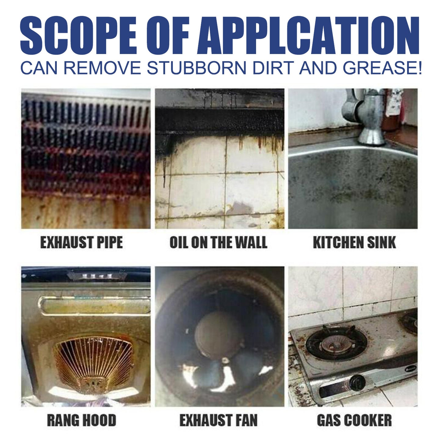 Jue-Fish Kitchen Grease Foam Cleaner Range Hood Stove Exhaust Pipe Wall Kitchenware Oil Stain Cleaner