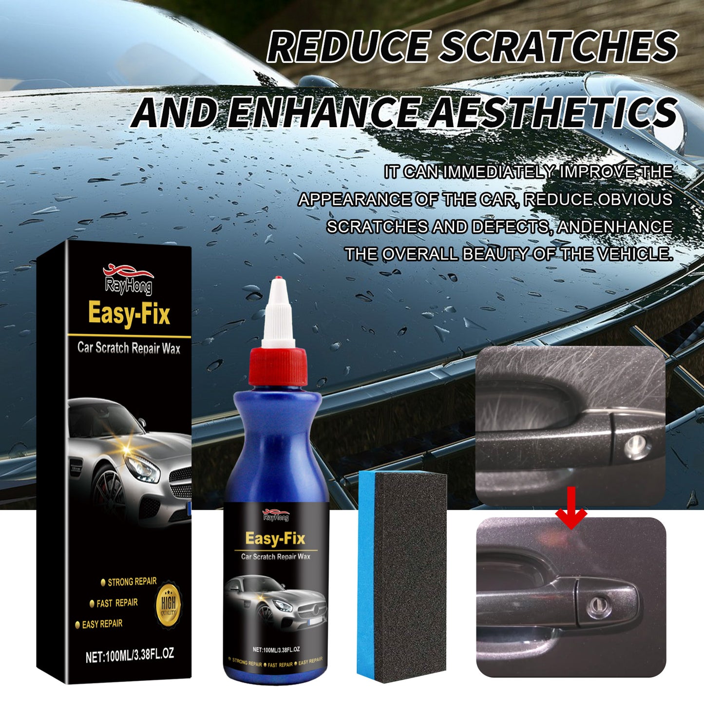 Rayhong Car Scratch Repair Wax Car Paint Scratch Repair Abrasive Polishing Coating Paint Maintenance