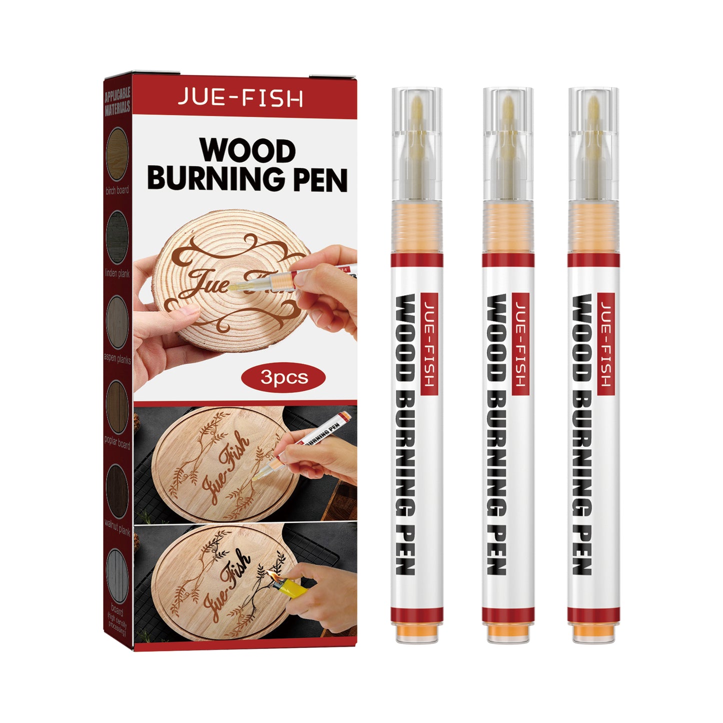 Jue-Fish Wood Burning Pen Set Wooden Markers for Children DIY Pyrography Pen Wood Burning Marker Set