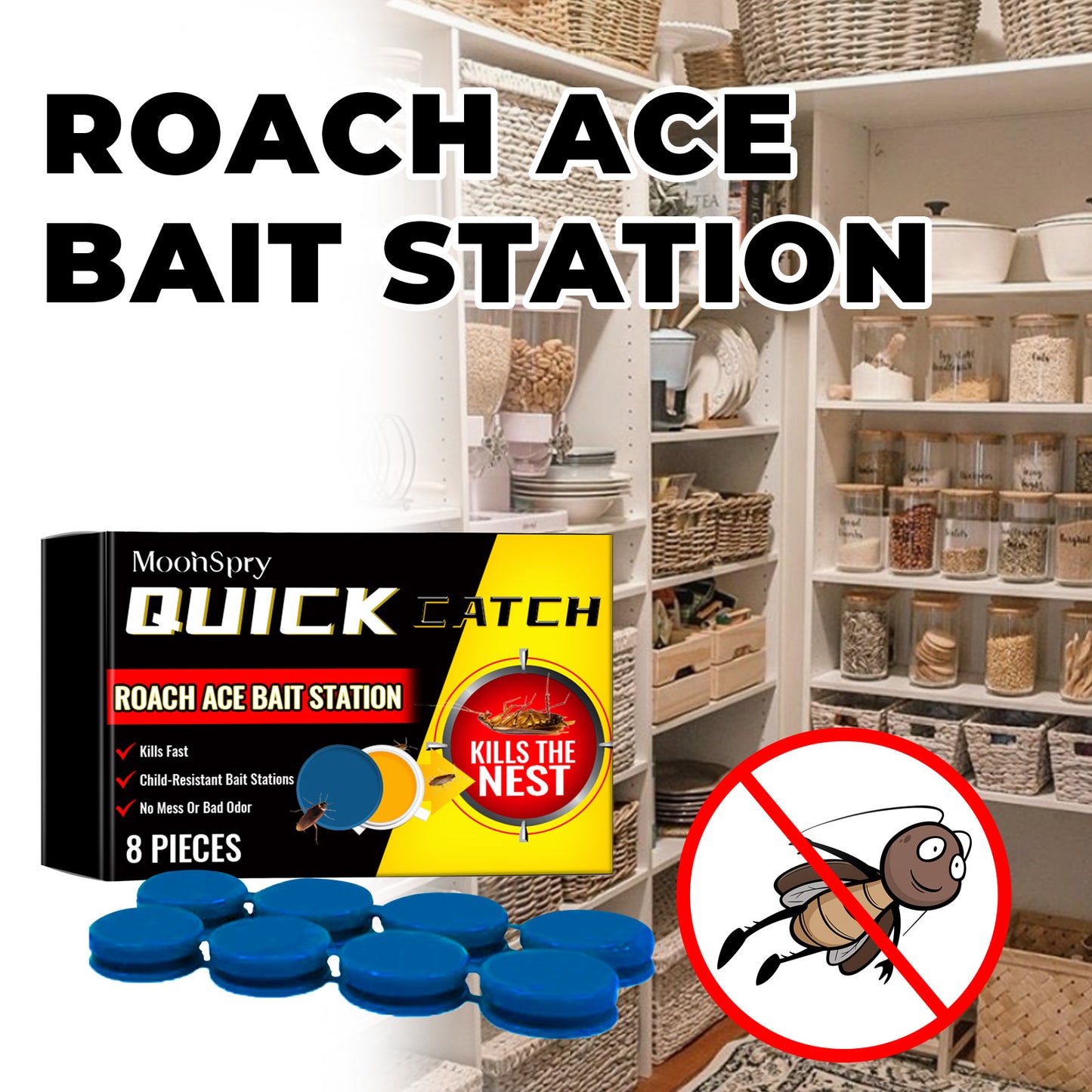 MoonSpry Cockroach Bait Station Insect Repellent Cockroach Bait Kitchen Household Cockroach Extermination Full Nest Cleaning Agent
