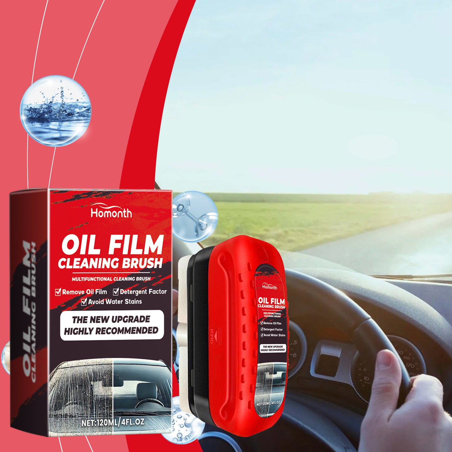 Homonth Car Windshield Cleaner Windshield Refurbishment Decontamination Cleaning Oil Film Cleaner