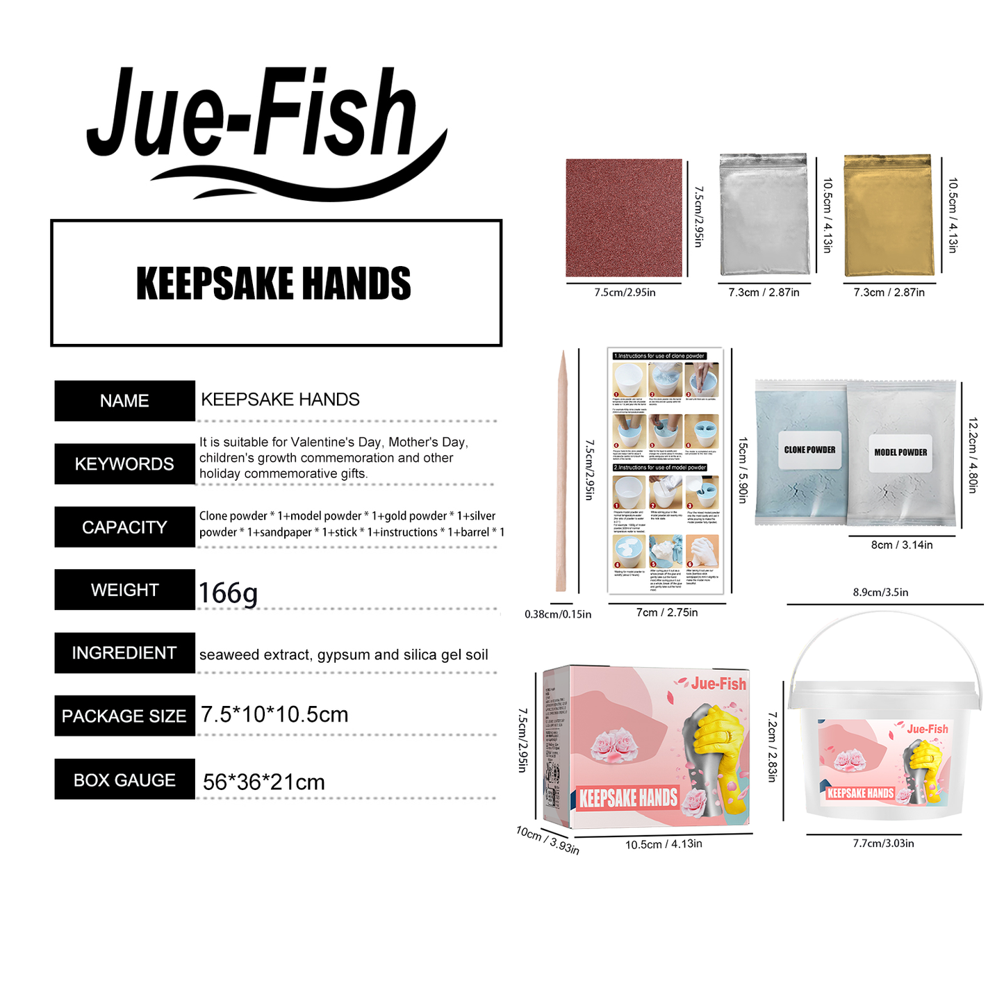 Jue Fish 3D 3D Hand Model DIY Making Clone Powder Print Model Mother's Day Valentine's Day Holiday Gift
