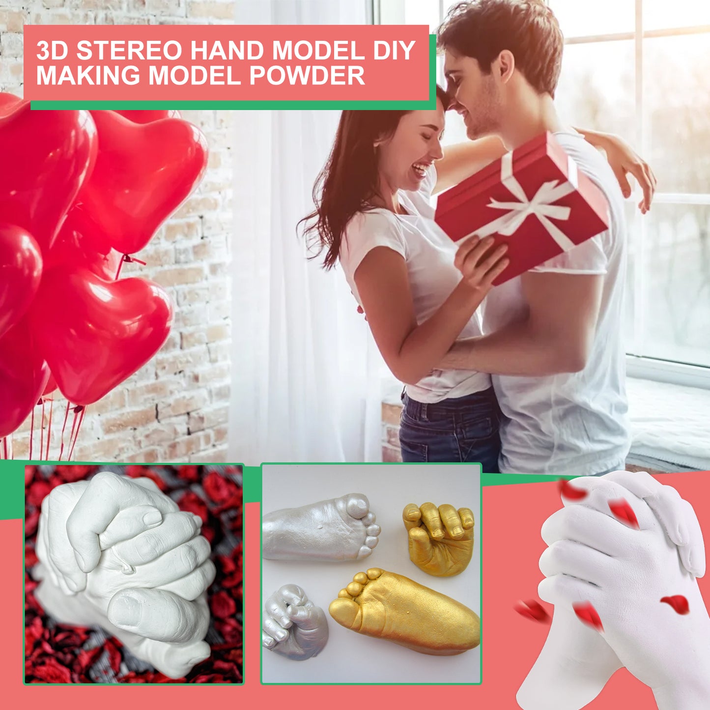 Jue Fish 3D 3D Hand Model DIY Making Clone Powder Print Model Mother's Day Valentine's Day Holiday Gift