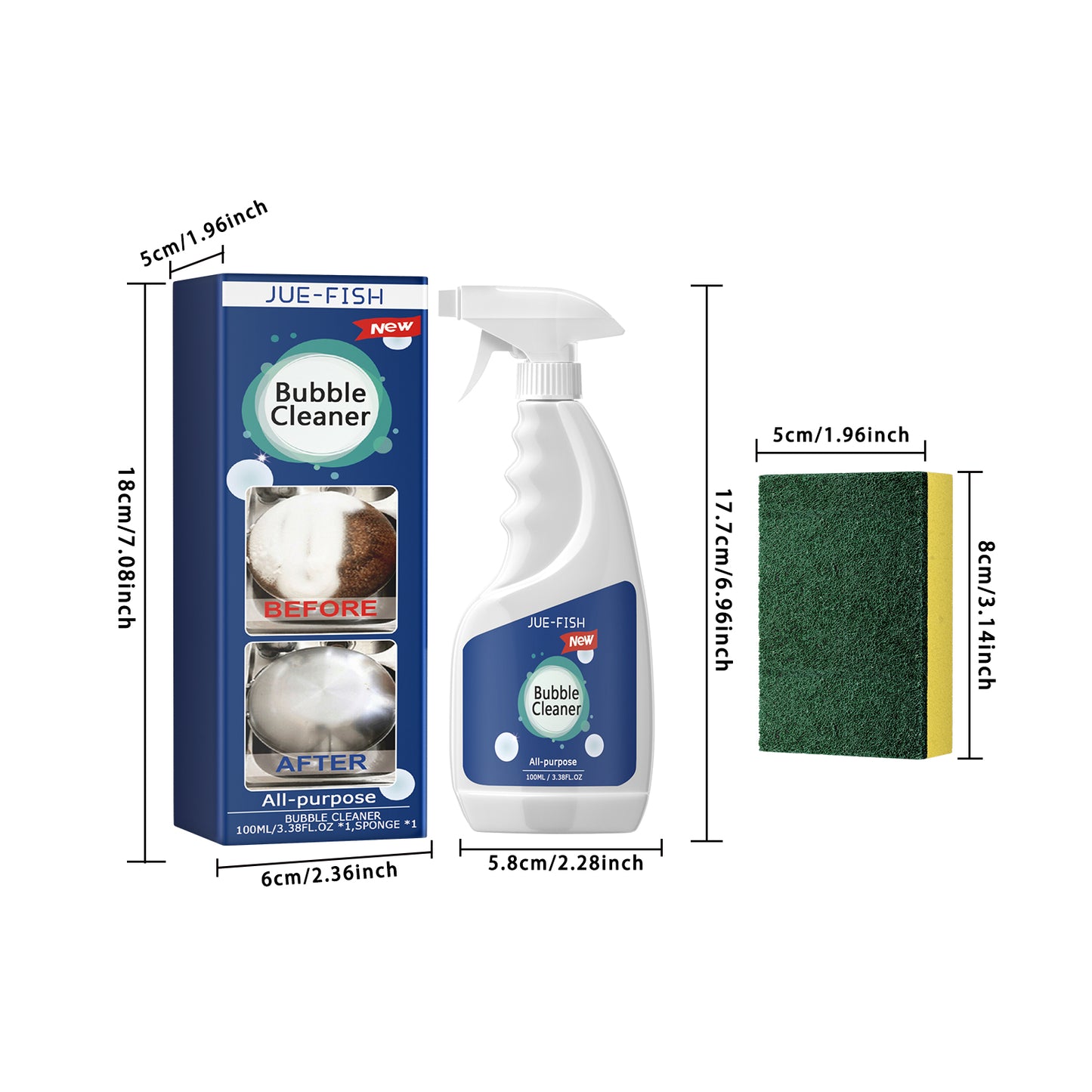 Jue-Fish Kitchen Grease Foam Cleaner Range Hood Stove Exhaust Pipe Wall Kitchenware Oil Stain Cleaner