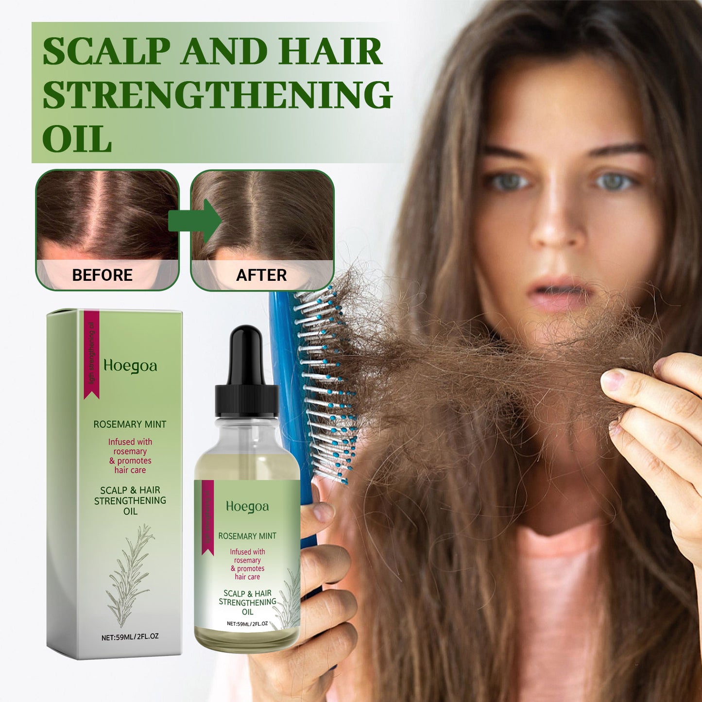 Hoegoa Rosemary Hair Treatment Oil Thick hair, smooth hair, dry and damaged hair care
