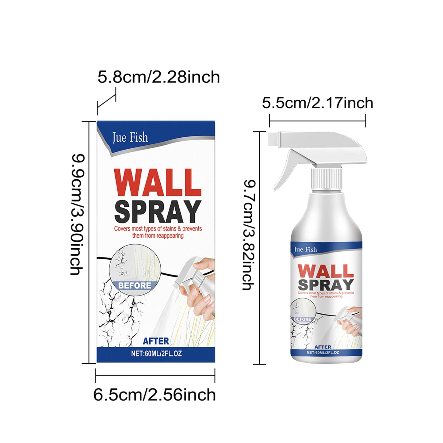 Jue-Fish Direct Spray Paint for Walls Repair Household Covering Stains Wall Peeling Indoor Renovation Direct Spray Paint