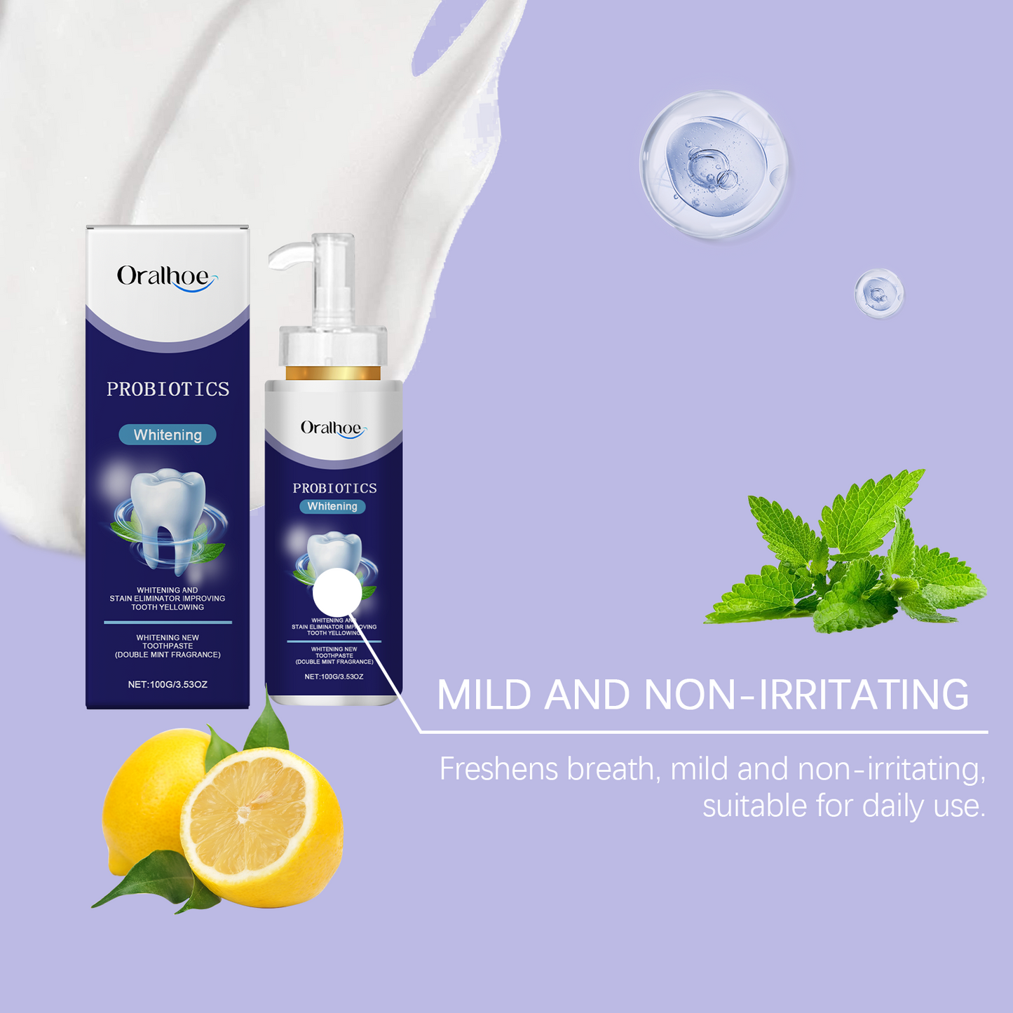 Oralhoe Oral Care Toothpaste Gentle Cleaning Toothpaste for Yellow Teeth Stains and Odors, Freshens and Protects Teeth Care