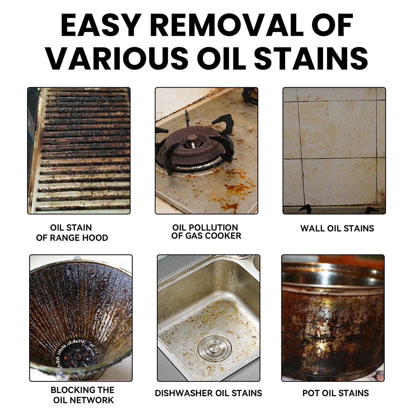 Jue-Fish Heavy Oil Stain Foam Cleaner Kitchen Stove Range Hood Sink Grease Remover Cleaner