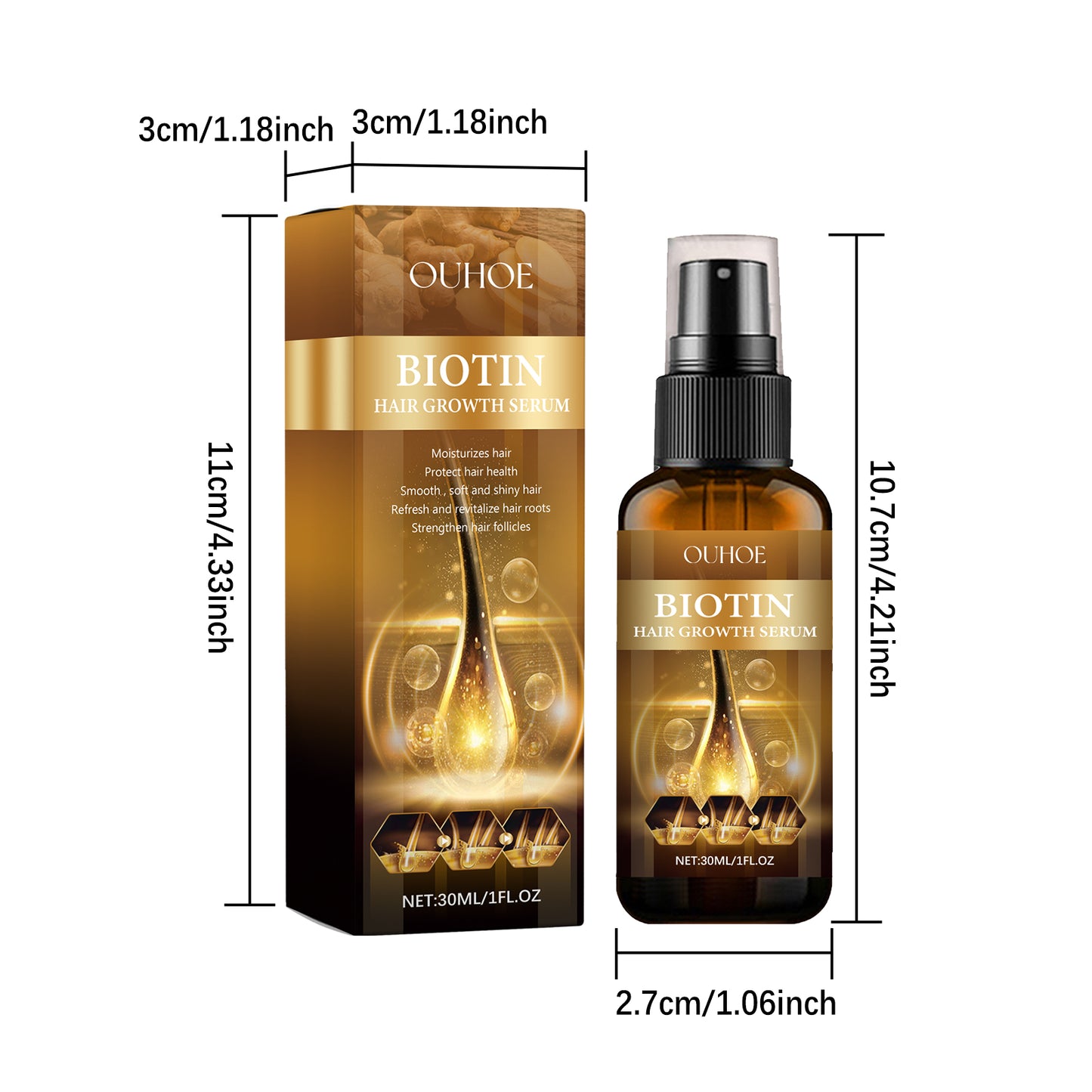OUHOE Biotin Hair Thickening Spray Nourishing Hair Roots Repairing Dry and Frizzy Hair Anti-Hair Loss Thickening Spray