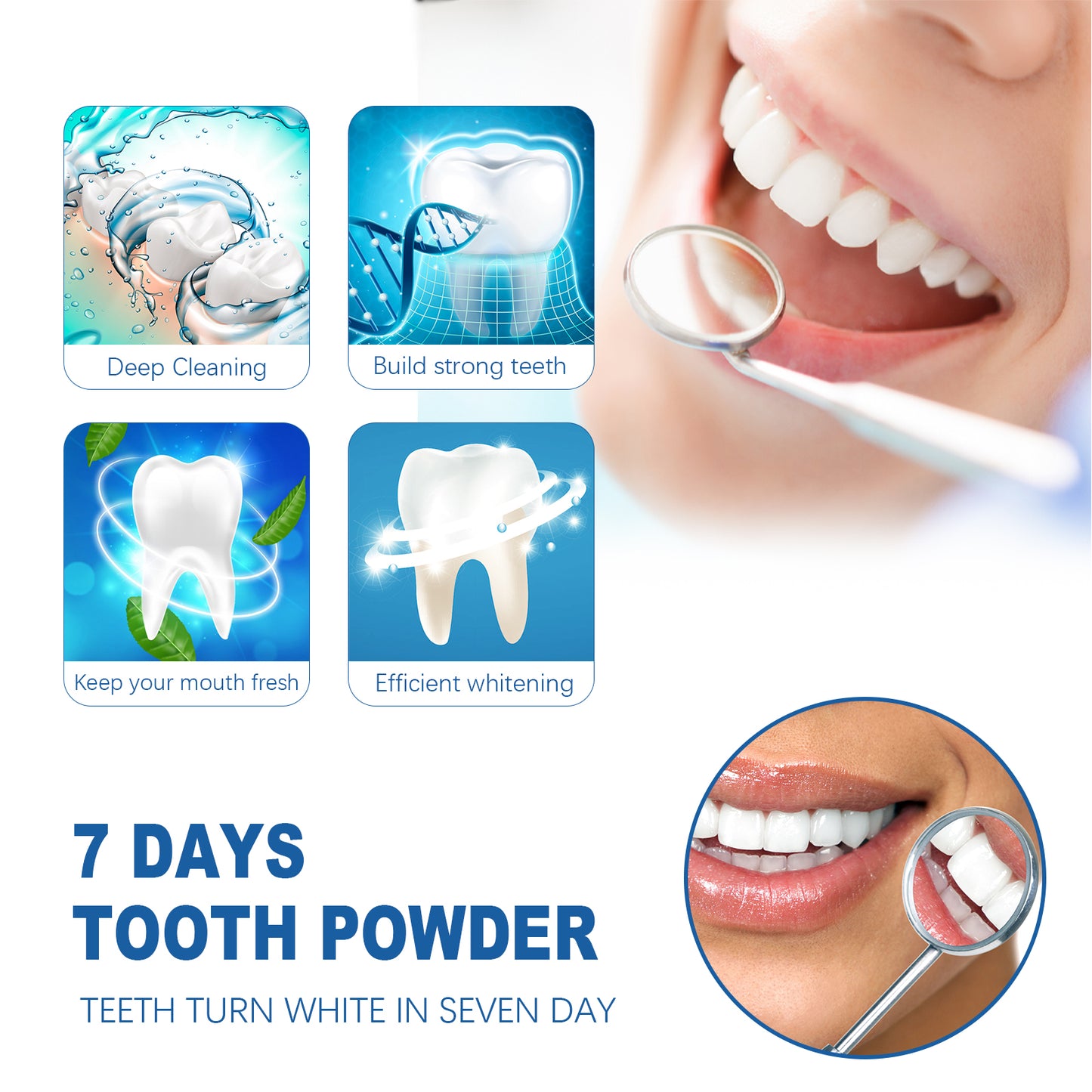 OUHOE Teeth Whitening Cleaning Powder Teeth Whitening Stain Removal Freshening Oral Teeth Cleaning Powder
